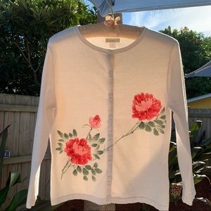 Garnet Hill Floral Sweater Women’s Size Small